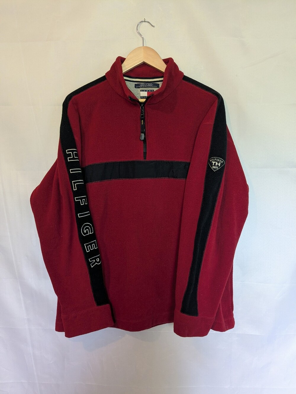 Vintage 90s Y2K Tommy Hilfiger Logo Embroidered Fleece Quarter Zip Pullover XL